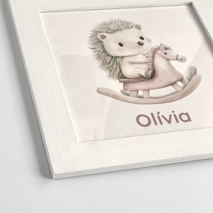 Süni hintalovon � névre szóló babaszoba falikép fehér keretben - baba - mama - babaszoba dekoráció - babaszoba kép - Meska.hu