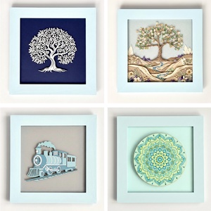 Babakék fa képkeret választható háttérrel � egyedi babaszoba dekoráció - otthon & életmód - dekoráció - kép & falikép - képkeret - Meska.hu