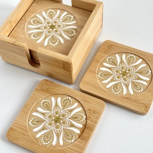 Arany-bézs mandala bambusz poháralátét szett � 6 db - otthon & életmód - konyhafelszerelés, tálalás - tálalás - tányér- és poháralátét - Meska.hu