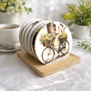 Fa poháralátét szett � választható bicikli mintákkal - otthon & életmód - konyhafelszerelés, tálalás - tálalás - tányér- és poháralátét - Meska.hu