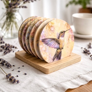 Fa poháralátét szett � választható kolibri mintákkal, Otthon & Életmód, Konyhafelszerelés, tálalás, Tálalás, Tányér- és poháralátét, Decoupage, transzfer és szalvétatechnika, MESKA
