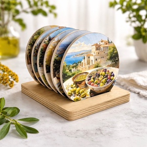 Fa poháralátét szett � választható mediterrán mintákkal - Meska.hu