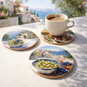 Fa poháralátét mediterrán mintákkal � többféle design - Meska.hu