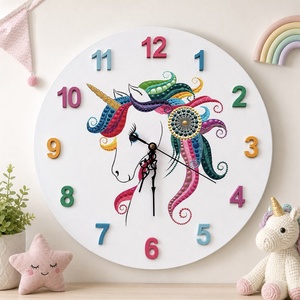 Unikornis festett falióra, átmérő 35 cm - Meska.hu