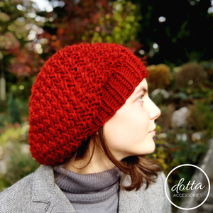 Slouchy kötött sapka - vastag meleg téli női sapka - slouchy fazon piros vörös bordó színekben - ruha & divat - sál, sapka, kendő - sapka - Meska.hu