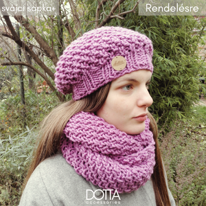 Kincső sapka és sál szett - meleg téli gyapjú fonal - pink ciklámen színben, Ruha & Divat, Sál, Sapka, Kendő, Sapka & Sál szett, Kötés, Horgolás, MESKA