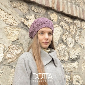 Alpaka gyapjú sapka sál  - lila svájci sapka sál körsál- kötött női téli extra meleg beret barett szett  - ruha & divat - sál, sapka, kendő - sapka & sál szett - Meska.hu
