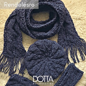 Dotta szett télre - kézzel kötött női sapka sál kézmelegítő - vastag meleg gyapjús fonalból - ruha & divat - sál, sapka, kendő - sapka & sál szett - Meska.hu