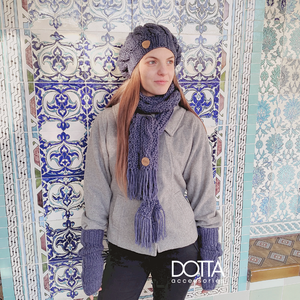 Dotta sál csavart mintával rojtokkal - kézi kötött sál - kék hosszú sál - hosszú női sál - ruha & divat - sál, sapka, kendő - sál - Meska.hu