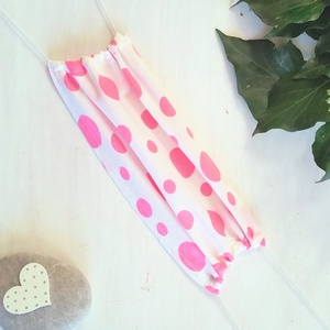 1 rétegű gyerek maszk - pamut arcmaszk - pink pöttyös maszk - Meska.hu