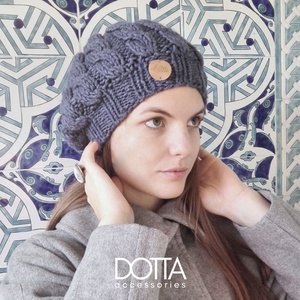 Dotta sapka sál szett - farmerkék puha meleg fonalból - kézzel kötött vastag gyapjús fonalból - ruha & divat - sál, sapka, kendő - sapka & sál szett - Meska.hu