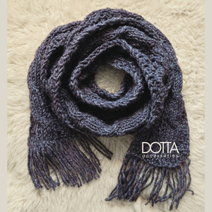 Dotta sál csavart mintával - kézi kötött sál - rojtos hosszú sál - női nyakmelegítő, Ruha & Divat, Sál, Sapka, Kendő, Sál, Kötés, MESKA