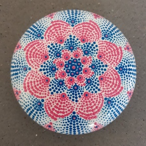 Kék és rózsaszín csoda - pontozott mandala festés - otthon & életmód - dekoráció - dísztárgy - Meska.hu