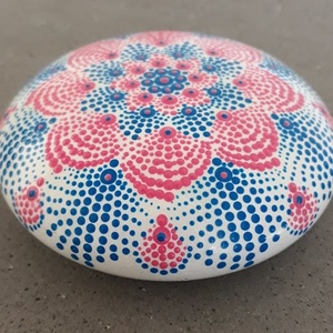 Kék és rózsaszín csoda - pontozott mandala festés - otthon & életmód - dekoráció - dísztárgy - Meska.hu
