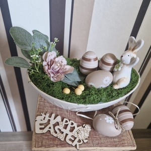 Húsvéti asztaldísz nyuszival � pasztell tavaszi dekoráció, kézzel készített húsvéti lakásdekor - Meska.hu