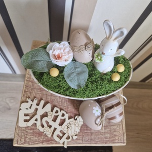 Húsvéti asztaldísz nyuszival � pasztell tavaszi dekoráció, kézzel készített húsvéti lakásdekor - Meska.hu