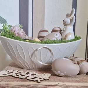 Húsvéti asztaldísz nyuszival � pasztell tavaszi dekoráció, kézzel készített húsvéti lakásdekor, Ünnepi díszek, dekorációk, Húsvéti díszek és dekorációk, Húsvéti asztaldíszek, Virágkötés, Mindenmás, MESKA