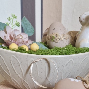 Húsvéti asztaldísz nyuszival � pasztell tavaszi dekoráció, kézzel készített húsvéti lakásdekor, Ünnepi díszek, dekorációk, Húsvéti díszek és dekorációk, Húsvéti asztaldíszek, Virágkötés, Mindenmás, MESKA