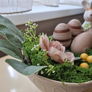 Húsvéti asztaldísz nyuszival � pasztell tavaszi dekoráció, kézzel készített húsvéti lakásdekor - Meska.hu