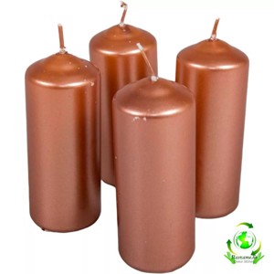 Metál henger gyertya szett 40x100mm - rosegold, Kellékek & szerszámok, Dekorációs gyertya, Dekorációs kellékek, , MESKA