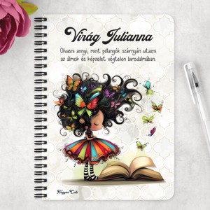 Személyre szabható - Pillangós könyv hercegnő mintás A6-os füzet - otthon & életmód - papír, írószer - jegyzetfüzet & napló - Meska.hu