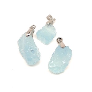 Nyugodt erő akvamarin nyers medál 20�35mm, Ékszer, Nyaklánc, Medál, , MESKA