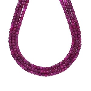 Rubin fazettált kocka 3-4mm ékszerkészítő alapanyag (füzér), Kellékek & szerszámok, Ásvány alapanyag, Ásványfüzér, , MESKA