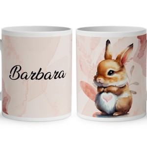 Kérd a neveddel - Szíves pocakú nyuszika mintás bögre, Otthon & Életmód, Konyhafelszerelés, tálalás, Tálalás, Bögre & Csésze, , MESKA