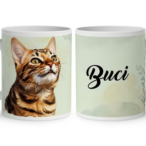 Névvel kérhető - Bengáli macska portré mintás bögre, Otthon & Életmód, Konyhafelszerelés, tálalás, Tálalás, Bögre & Csésze, , MESKA