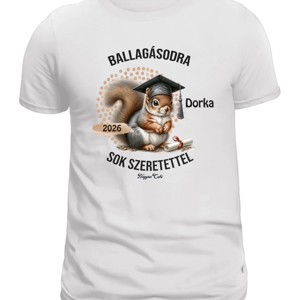 Névvel kérhető Mókus mintás férfi póló Ballagásra - Meska.hu