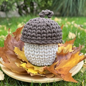 Horgolt makk tároló - kellékek & szerszámok - dekorációs kellékek - őszi dekor - őszi dekortök - Meska.hu