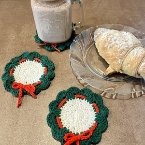 Karácsonyi poháralátét horgolt - otthon & életmód - konyhafelszerelés, tálalás - tálalás - tányér- és poháralátét - Meska.hu