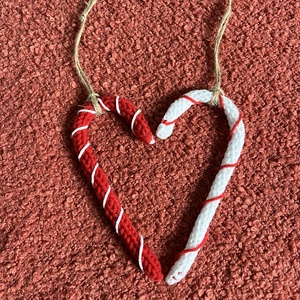 Fehér�piros nyalóka dísz � akasztható karácsonyi dekoráció - karácsony - karácsonyi lakásdekoráció - karácsonyfadíszek - Meska.hu