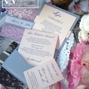 Ezüst-barack esküvői meghívó nászajándék ötlet kártyával és hófehér csipkével - esküvő - meghívó & kártya - meghívó - Meska.hu