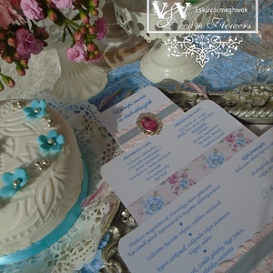 Esküvői menükártya torta formájú  - esküvő - meghívó & kártya - menü - Meska.hu