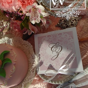 Kémcsöves esküvői meghívó monogrammal az elején - esküvő - meghívó & kártya - meghívó - Meska.hu