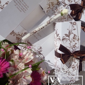 Kémcsöves esküvői meghívó díszdobozban barna színben - esküvő - meghívó & kártya - meghívó - Meska.hu