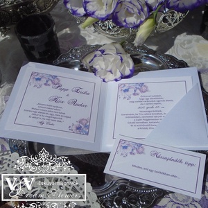Esküvői meghívó sötétlila csipkével nászajándék ötlet kártyával - esküvő - meghívó & kártya - meghívó - Meska.hu