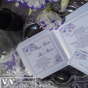 Esküvői meghívó sötétlila csipkével nászajándék ötlet kártyával - esküvő - meghívó & kártya - meghívó - Meska.hu