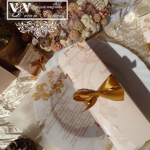 Kémcsöves esküvői meghívó dísztokban barack arany  - esküvő - meghívó & kártya - meghívó - Meska.hu