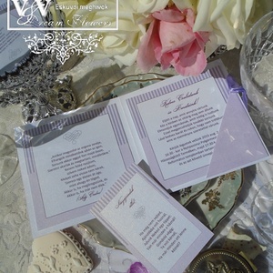 Csipkés esküvői meghívó csíkos lila grafikával és lila masnival nászajándék  ötlet kártyával - esküvő - meghívó & kártya - meghívó - Meska.hu