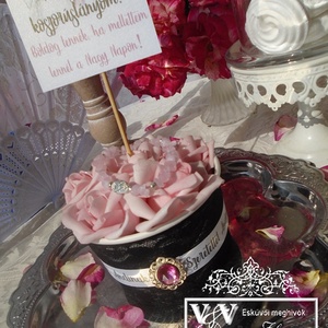 Koszorúslány felkérő mini rózsa box rózsakvarc ásvány karkötővel - esküvő - meghívó & kártya - koszorúslány felkérő - Meska.hu