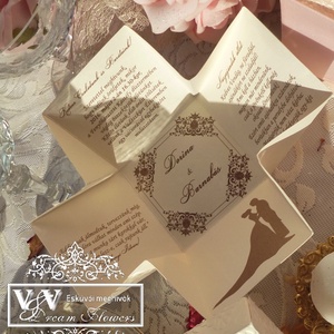 Dobozos esküvői meghívó barokk stílusban ekrü színben - esküvő - meghívó & kártya - meghívó - Meska.hu