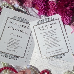 Esküvői meghívó Gatsby art deco stílusban csipkével és szalaggal - esküvő - meghívó & kártya - meghívó - Meska.hu