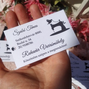Ruha címke és névjegykártya egyben fekete varrógép grafikával - otthon & életmód - papír, írószer - névjegykártya - Meska.hu
