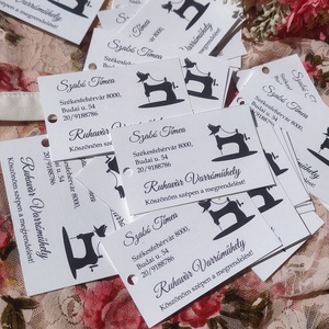 Ruha címke és névjegykártya egyben fekete varrógép grafikával - otthon & életmód - papír, írószer - névjegykártya - Meska.hu