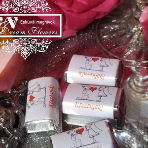 Esküvői csoki köszönetajándék, vidám mini csoki köszönőajándék, vendégajándék eljegyzésre cuki romantikus emberkékkel - esküvő - emlék & ajándék - köszönőajándék - Meska.hu