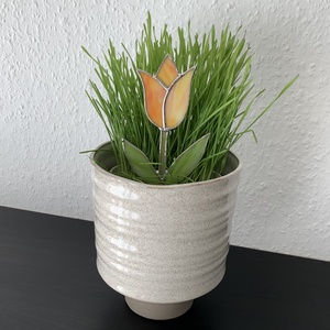 Üveg Tulipán - Fényáteresztő színes üveg - Tiffany - Sárga - otthon & életmód - dekoráció - dísztárgy - Meska.hu