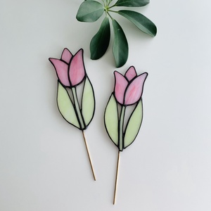 Üveg Tulipán - Fényáteresztő színes üveg - Tiffany - otthon & életmód - dekoráció - virágdísz és tartó - csokor & virágdísz - Meska.hu