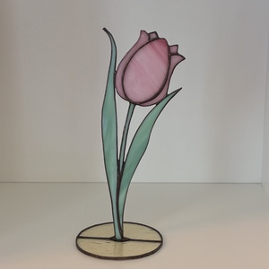Rózsaszín üveg tulipán - otthon & életmód - dekoráció - asztal és polc dekoráció - díszüveg - Meska.hu